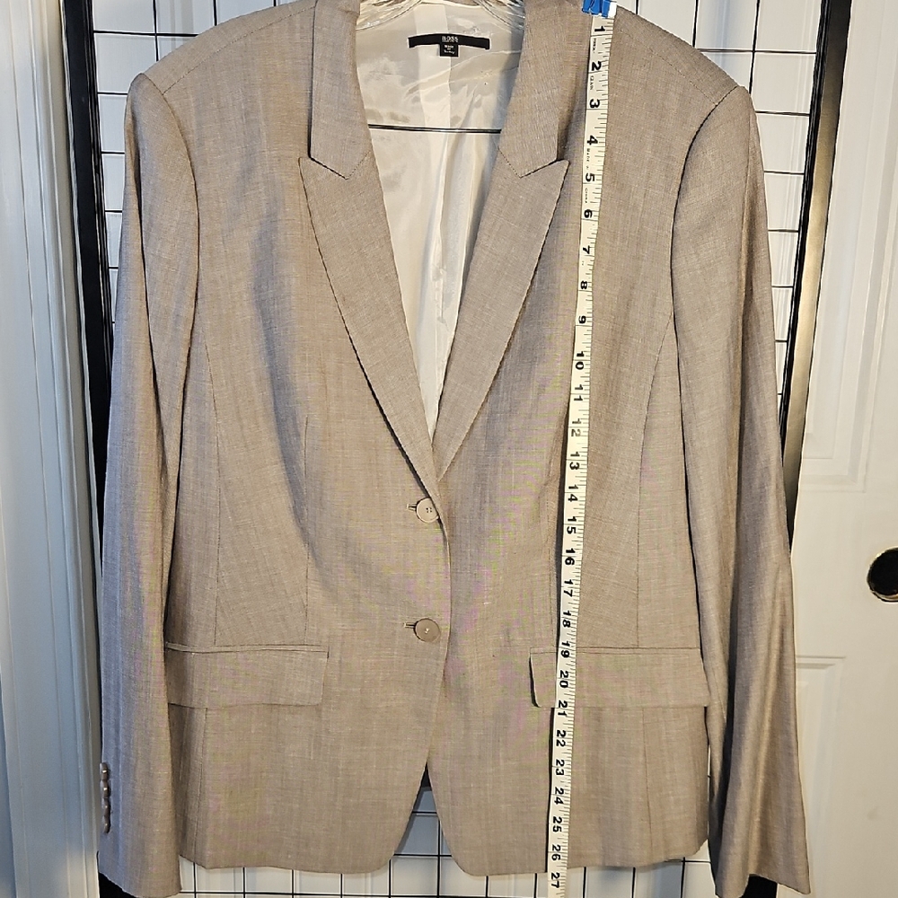 BOSS Hugo Boss Women’s Beige Virgin Wool Blend Blazer Jacket Tailored - Picture 9 of 15